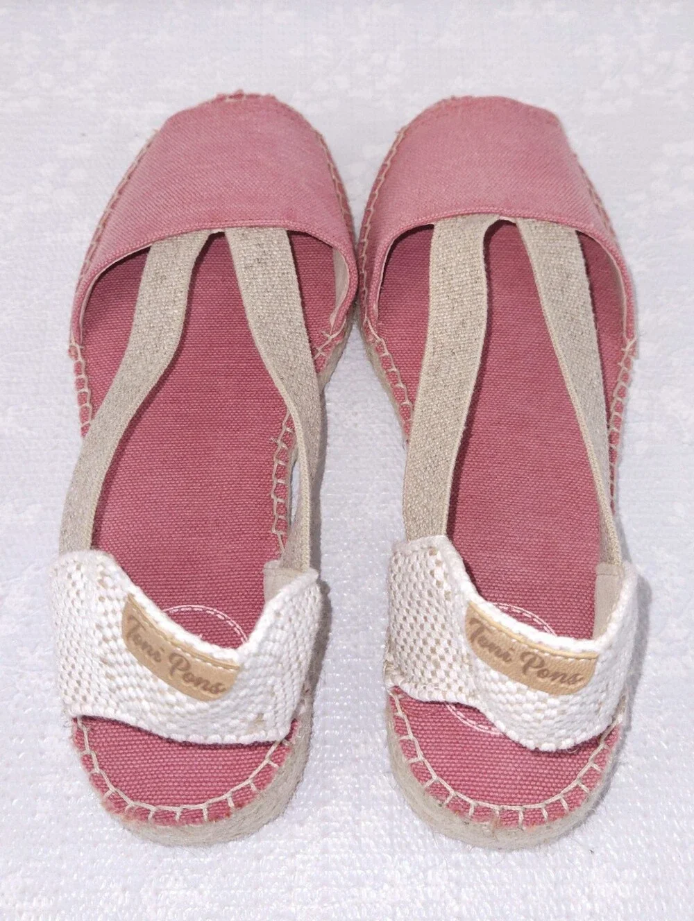 Toni Pons Elora-V Espadrille Sandals Blush Pink Slip-On Peep-Toe Flats